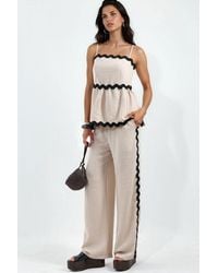 Msn-Collection - Strapless Linen Blouse And Wide-Leg Trouser Set - Lyst