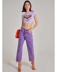 Pink Vanilla - Cropped Ribbed Band Tee - Lyst