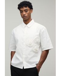 BoohooMAN - Boxy Crop 3D Floral Stripe Shirt - Lyst