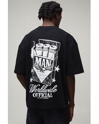 BoohooMAN - Oversized Boxy Western Matchbox Print T-Shirt Cotton - Lyst