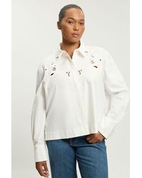 Karen Millen - Plus Size Cotton Poplin Cutwork Shirt - Lyst