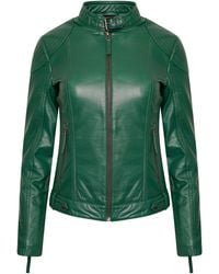 Elle - Anette Leather Jacket Forest - Lyst