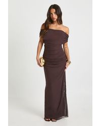 Boohoo - Off The Shoulder Mesh Maxi Dress - Lyst