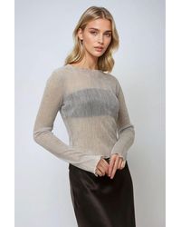 Hiccup - Textured Crew Neck Glitter Fitted Blouse - Lyst