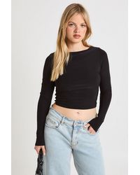 Boohoo - Petite Double Layer Slinky Long Sleeve Top - Lyst
