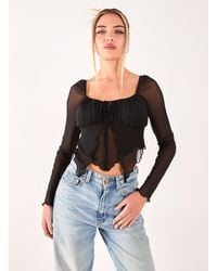Pink Vanilla - Butterfly Long Sleeve Mesh Top - Lyst