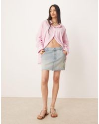 ASOS - Denim Mini Skirt With Button Fly And Patch Pocket - Lyst