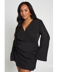 Boohoo - Plus Wrap Front Blazer Dress - Lyst