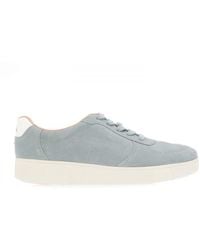 Fitflop - Dames Fit Flop Rally Suede-mix Panel Trainers In Blauw - Lyst