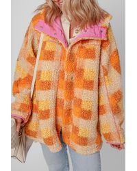 Azura Exchange - Sherpa Fleece Plaid Jacket - Lyst