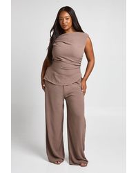 Boohoo - Plus Off The Shoulder Asymmetric Hem Top - Lyst