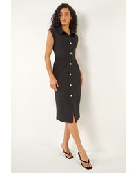 D.u.s.k - Collared Ribbed Midi Dress - Lyst