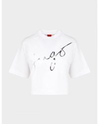 BOSS - Womenss Signature Logo Cropped T-Shirt - Lyst