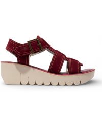 Fly London - Yudd236Fly Berry Leather Wedge Sandals - Lyst