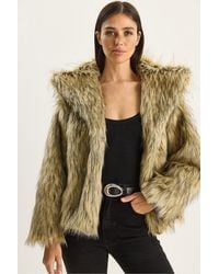 Bianco Lucci - Oversize Faux Fur Jacket - Lyst
