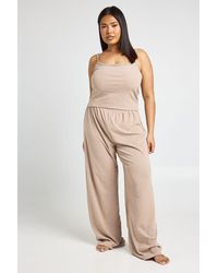 Boohoo - Plus Soft Rib Stripe Cami & Trouser Pyjama Set - Lyst