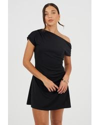 Brave Soul - Jersey Asymmetric Draped Mini Dress - Lyst
