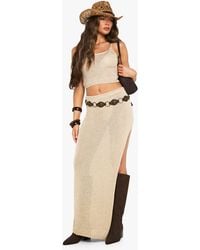 Boohoo - Sequin Knit Sheer Cami Top And Split Side Maxi Skirt - Lyst