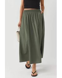 Busem - Elastische Taille Midi Rok Met Zakken - Lyst
