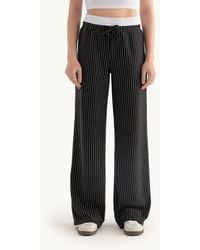 Hiccup - Striped High Waist Elastic Drawstring Wide Leg Trousers - Lyst