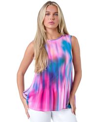 Roman - Petite Abstract Pleated Vest Top - Lyst