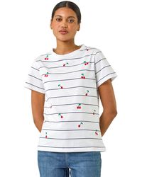 Roman - Cherry Embroidered Stripe T-Shirt - Lyst