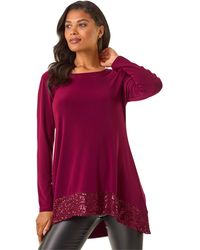 Roman - Sequin Hem Tunic Stretch Top - Lyst