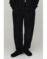 BoohooMAN - Tall Half & Waistband Balloon Fit Linen Blend Trousers - Lyst