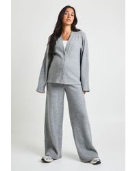 Boohoo - Maternity Soft Rib Slouchy Cardigan & Wide Leg Trouser - Lyst