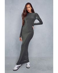 MissPap - Double Layer Slinky High Neck Ruched Detail Maxi Dress - Lyst