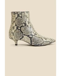 Sosandar - Snake Print Leather Kitten Heel Ankle Boots - Lyst