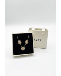 SVNX - Diamante Halo Necklace & Earrings Set - Lyst