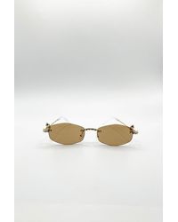 SVNX - Rimless Oval Diamante Sunglasses - Lyst