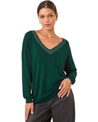 Roman - Hotfix Trim V-Neck Knit Jumper - Lyst