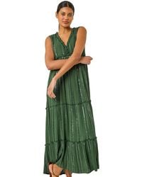 Roman - Sequin Tiered Maxi Dress - Lyst