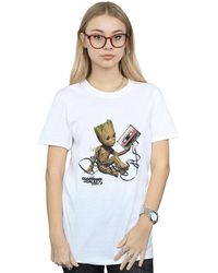 Marvel - Ladies Guardians Of The Galaxy Groot Tape Cotton Boyfriend T-Shirt - Lyst