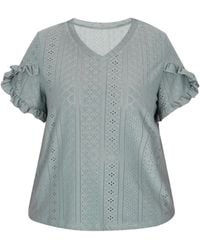 Usha - Grote Maat Blouse Dames Laurier Groen - Lyst