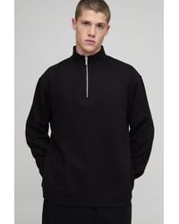 BoohooMAN - Basic Oversized Boxy Quarter Zip Funnel Neck Sweatshirt - Lyst