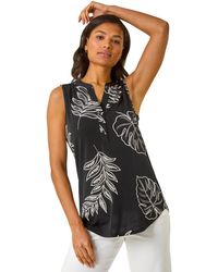 Roman - Textured Leaf Print Vest Top - Lyst