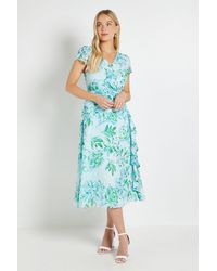 Wallis - Petite Floral Dobby Ruffle Midi Dress - Lyst
