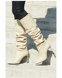 Sosandar - Belle Leather Slouch Stiletto Heel Knee High Boot - Lyst