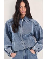 Nasty Gal - Oversized Denim Bomber Jacket - Lyst