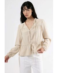 Hiccup - Long Sleeve Tippet Collar Blouse - Lyst