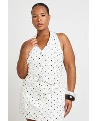 Boohoo - Plus Polka Dot Denim Halterneck Top - Lyst