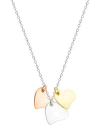 The Jewellery Stockroom - Sterling Three-Tone Heart Charm Necklace - Lyst