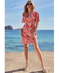 Sosandar - Paisley Print Keyhole Detail Jersey Shift Dress - Lyst