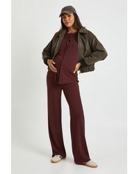 Boohoo - Maternity Soft Knit Button Cardigan & Wide Leg Trouser - Lyst