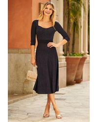 Sosandar - Metallic Sweetheart Neckline Fit & Flare Knitted Dress - Lyst