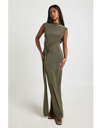 Boohoo - Double Layer Slinky Side Wrap Detail Maxi Dress - Lyst