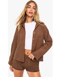 Boohoo - Stripe Shirt & Short Set - Lyst